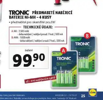 Lidl Přednabité nabíjecí baterie nabídka