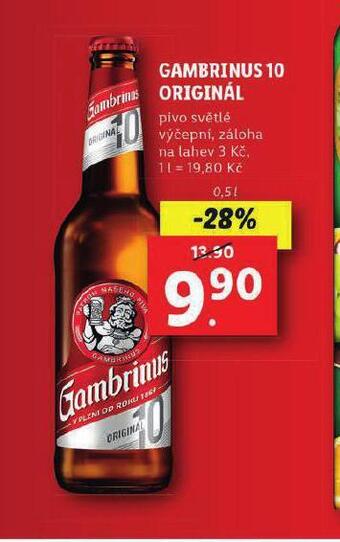 Lidl Pivo gambrinus originál nabídka