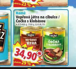 Norma Hamé vepřová játra na cibulce nabídka