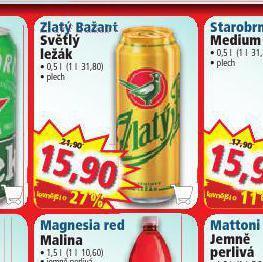 Norma Pivo zlatý bažant světlý ležák nabídka