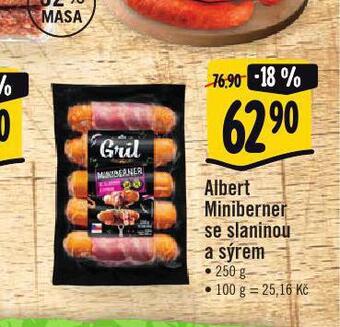 Jip Albert miniberner se slaninou a sýrem nabídka