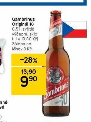 Tesco Pivo gambrinus originál nabídka