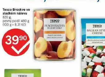 Tesco Broskve ve sladkém nálevu nabídka