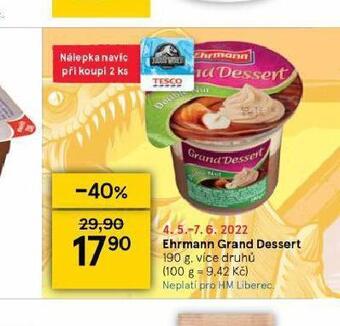 Tesco Ehrmann grand dessert nabídka