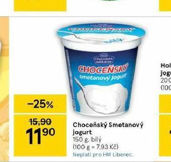 Tesco Choceňský smetanový jogurt nabídka