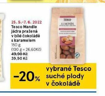 Tesco Tesvo mandle jádra pražená v bílé čokoládě s karamelem nabídka