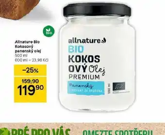Tesco Allnatura bio kokosový panenský olej nabídka