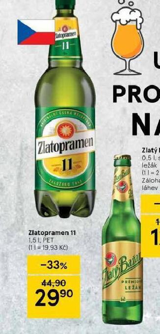 Tesco Pivo zlatopramen 11 nabídka