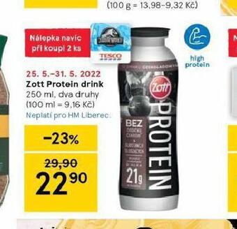 Tesco Zott protein drink nabídka