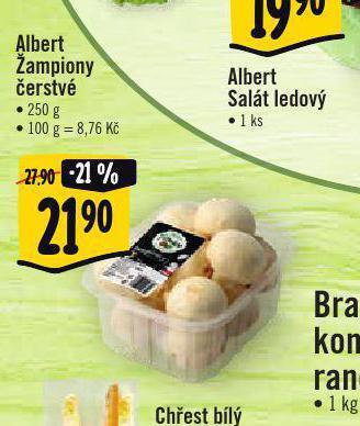 Albert Žampiony čerstvé nabídka