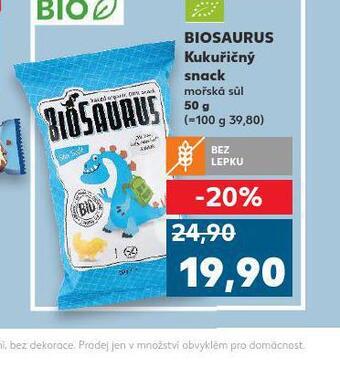 Kaufland Biosaurus kukuřičný snack nabídka