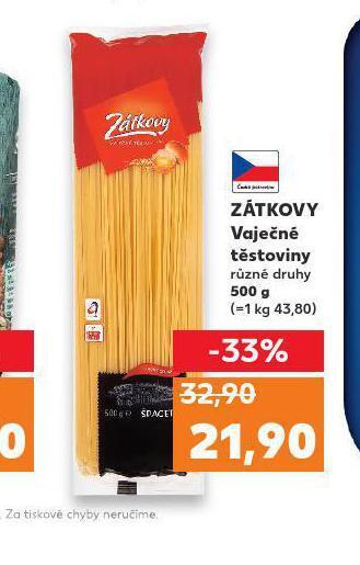 Kaufland Zátkovy vaječné těstoviny nabídka