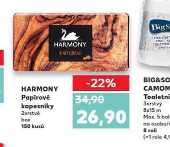 Kaufland Harmony papírové kapesníky nabídka