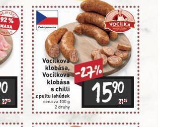 Billa Vocílkova klobása s chilli nabídka