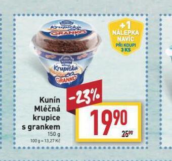 Billa Kunín mléčná krupice s grankem nabídka