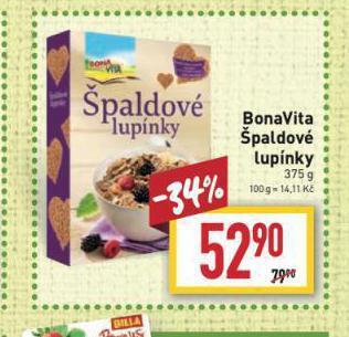 Billa Bonavita špaldové lupínky nabídka