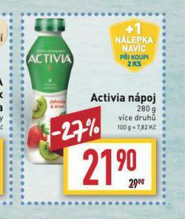 Billa Activia nápoj nabídka