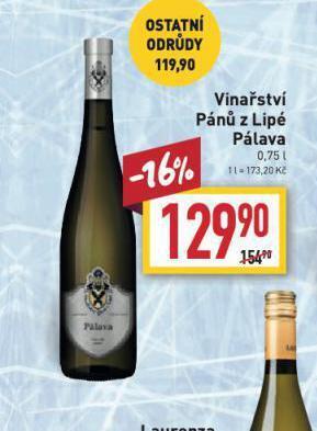 Billa Vinařství pánů z lipé pálava nabídka