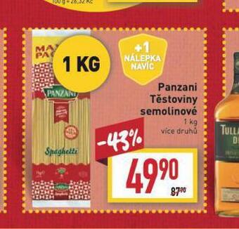Billa Panzani těstoviny semolinové nabídka