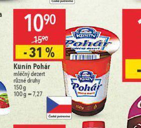 Globus Kunín pohár mléčný dezert nabídka