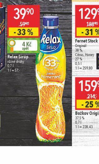 Globus Relax sirup nabídka