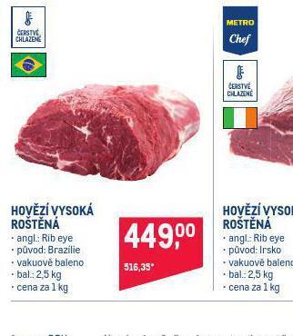 Makro Hovězí vysoká roštěná nabídka