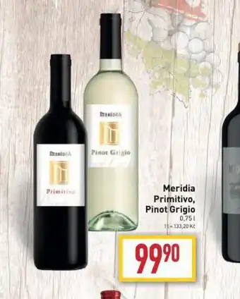 Billa Meridia primitivo, pinot grigio nabídka