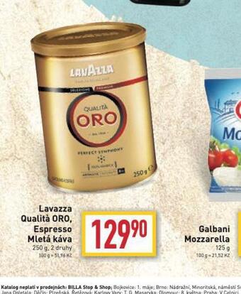Billa Lavazza qualitá oro, espresso mletá káva nabídka