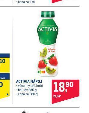 Makro Activia nápoj nabídka