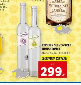 Lidl Kosher slivovice / hruškovice nabídka