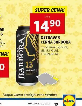 Lidl Pivo ostravar černá barbora nabídka