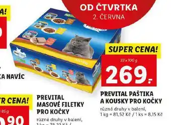 Lidl Prevital paštika a kousky pro kočky nabídka