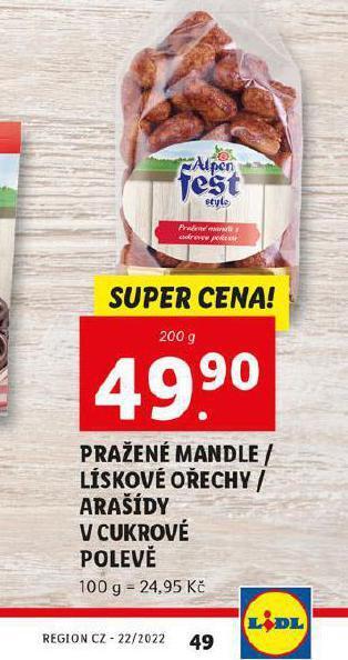 Lidl Pražené mandle v cukrové polevě nabídka