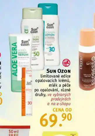 Rossmann Sun ozon opalovací krémy, mléka nabídka