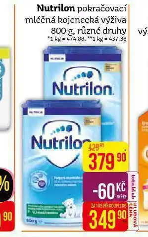 Teta Nutrilon pokračovací kojenecká výživa nabídka