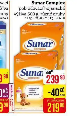 Teta Sunar complex pokračovací mléko nabídka