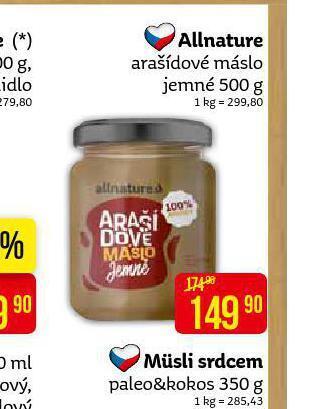 Teta Allnature arašídové máslo jemné nabídka