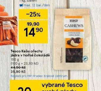 Tesco Tesco kešu ořechy jádra v hořké čokoládě nabídka