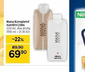 Tesco Mana kompletní nutriční jídlo nabídka