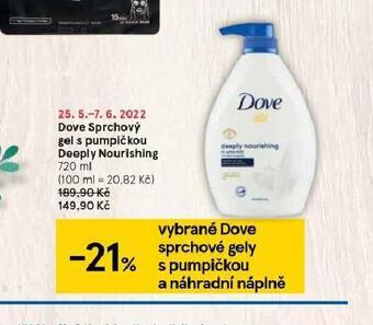 Tesco Dove sprchový gel nabídka