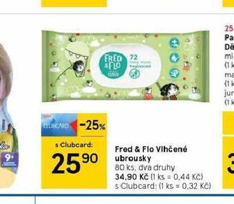 Tesco Fred & flo vlhčené ubrousky nabídka