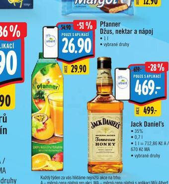 Jip Pfanner džus, nektar a nápoj nabídka