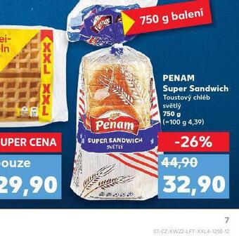 Kaufland Penam super sandwich nabídka
