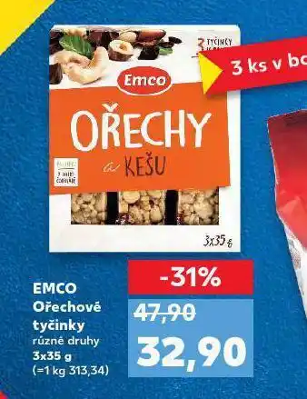 Kaufland Emco ořechy tyčinky nabídka
