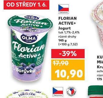 Kaufland Florian active+ jogurt nabídka