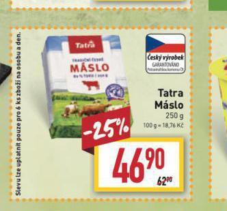 Billa Tatra máslo nabídka