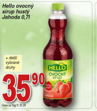 Hruška Hello ovocný sirup hustý Jahoda 0,7l nabídka