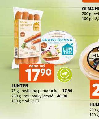 Terno Lunter rostlinná pomazánka nabídka
