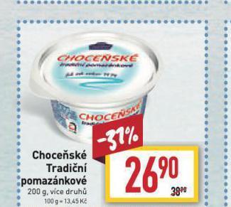 Billa Choceňské tradiční pomazánkové nabídka