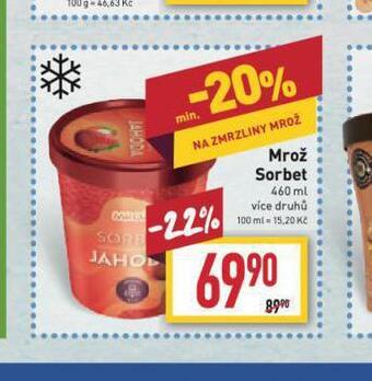 Billa Mrož sorbet nabídka